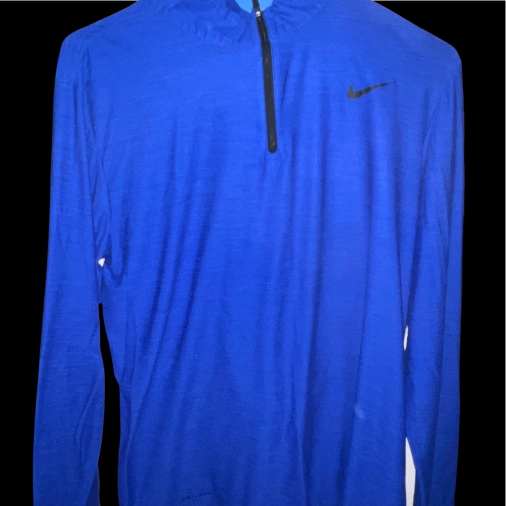 Nike Dri-Fit 1/4 Zip Shirt, Royal Blue, Size Medium